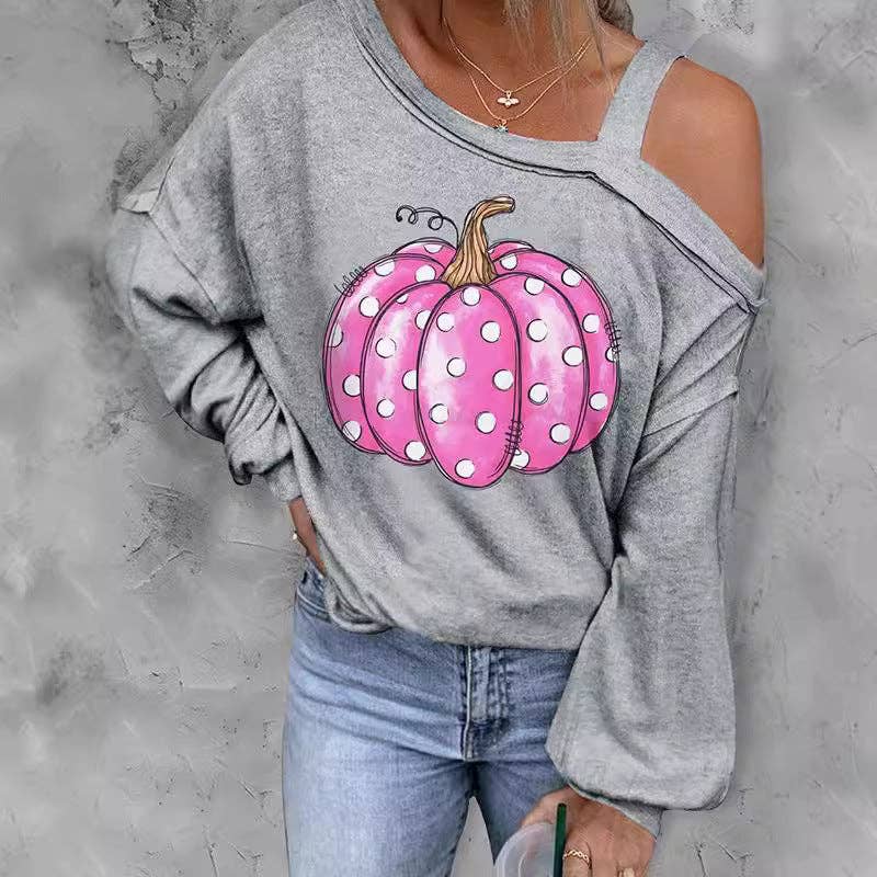 SALINA TRADING INC - Wholesale Graphic Sweatshirt - Women's - Halloween Women Cool Shoulder Sweatshirt with 3D Effect13