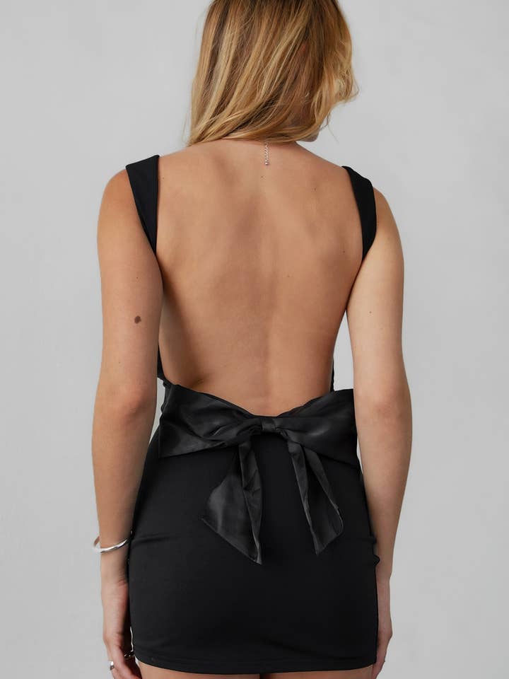 TICTOC - Wholesale Dress - Women's - REILEY Bodycon Slip Mini Dress With Satin Bow Detail