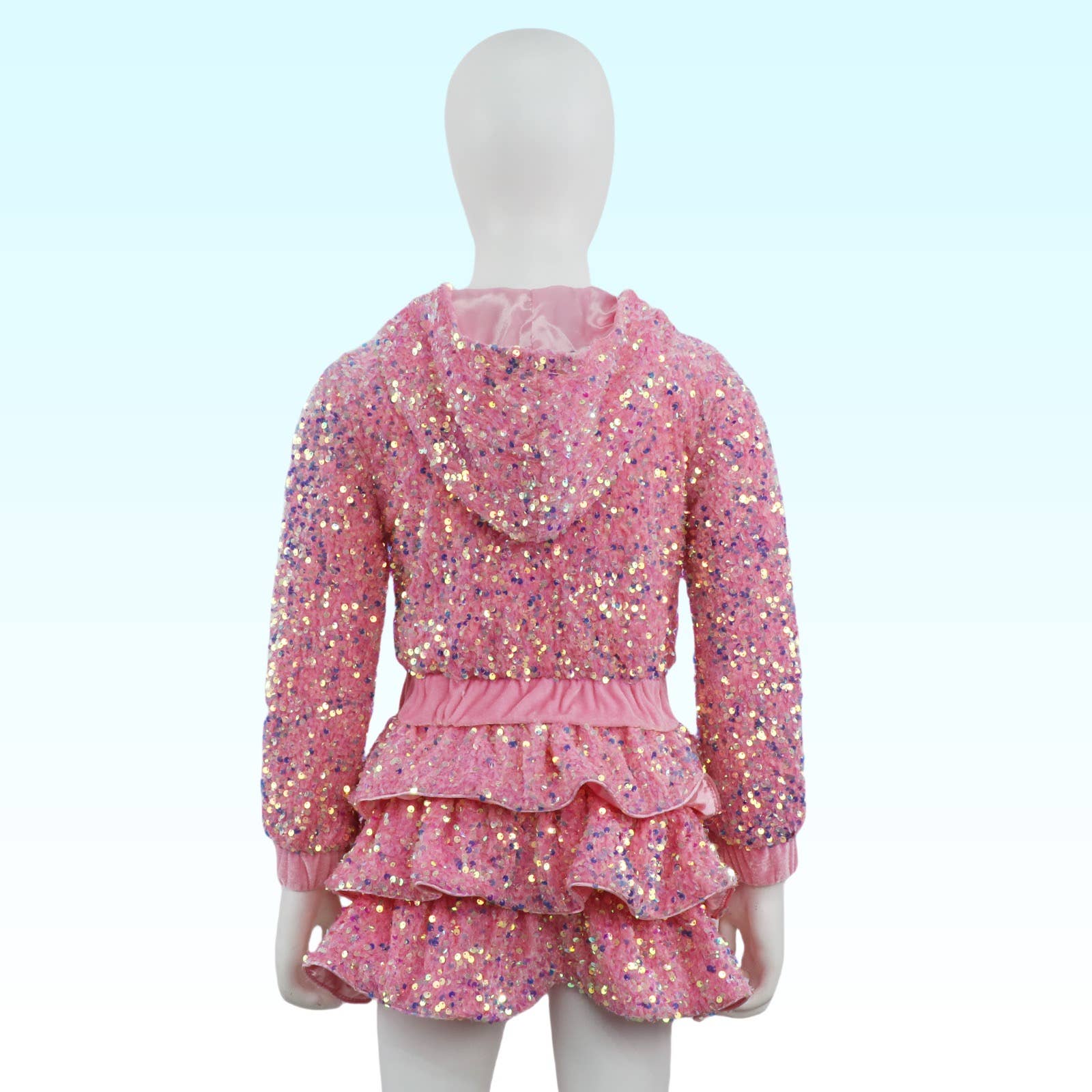 Ellie and Mila - Venta al por mayor Conjunto de camiseta y pantalón - Niños - Conjunto de dos piezas rosa con lentejuelas7