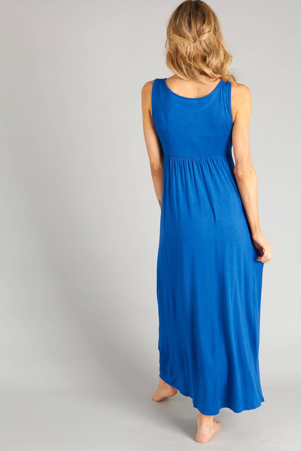 BLEU ROYAL [✨VENTE SPÉCIALE] Robe longue en spandex de rayonne unie - #T1450DV en vente sur Faire4
