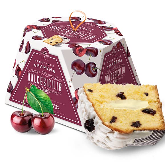 Dais Panettone Amarena Cherry and Pastry Cream 28.2 oz (800g for wholesale by Gusto Italian Foods LLC