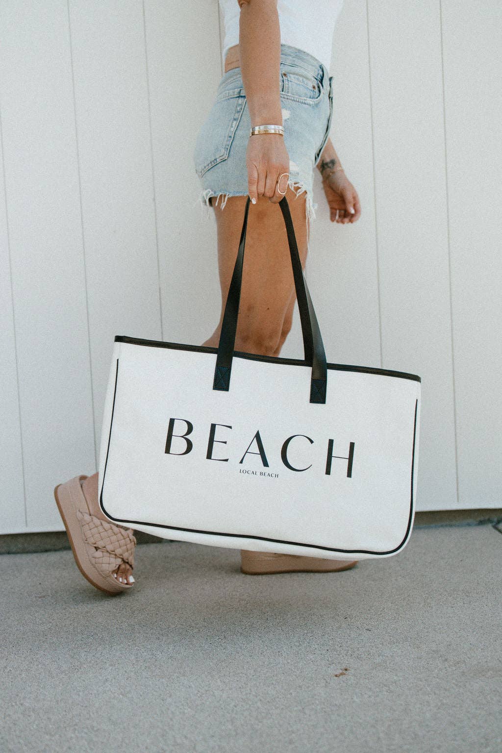 White Black Beach Canvas Tote for wholesale on Faire3