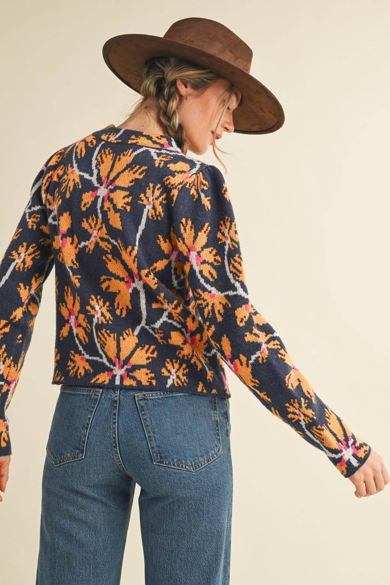 &MERCI - Wholesale Knit Sweater - Women's - FLORAL MOCK NECK SWEATER MSW1110133