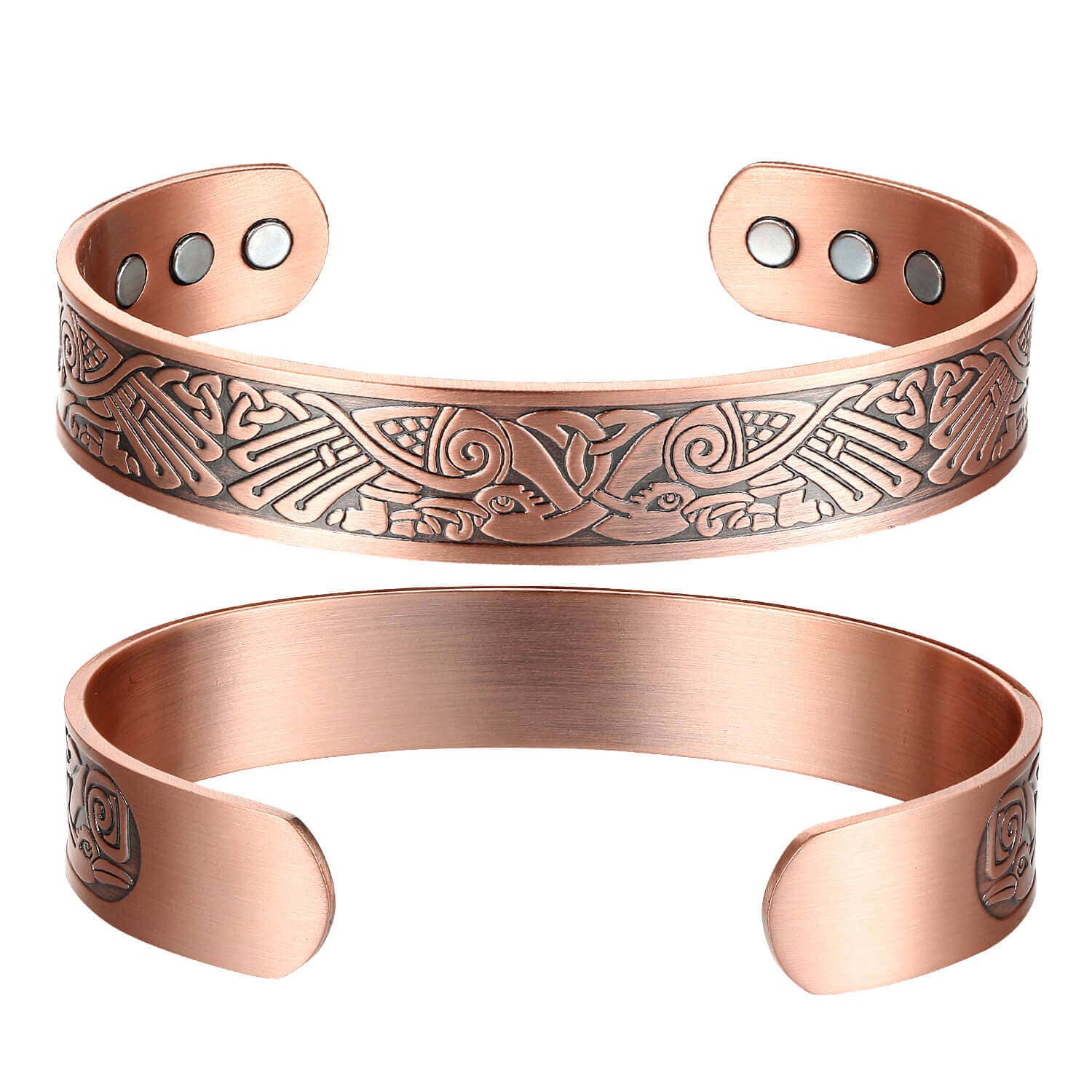 COPPER ARTS INC. - Vente Bracelet manchette - Bracelet uni magnétique en cuivre P 54 avec motif nord-ouest  1