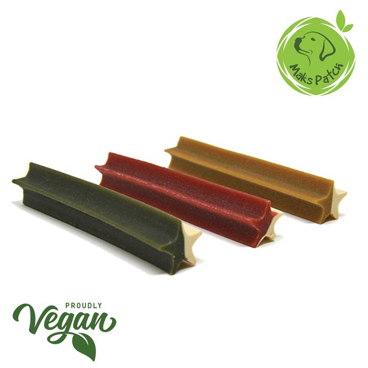 Miro & Makauri - Wholesale Pet Treats - Dog - 50 - 150 x MaksPatch Vegan Dog Treats Star Sticks. 3 sizes.