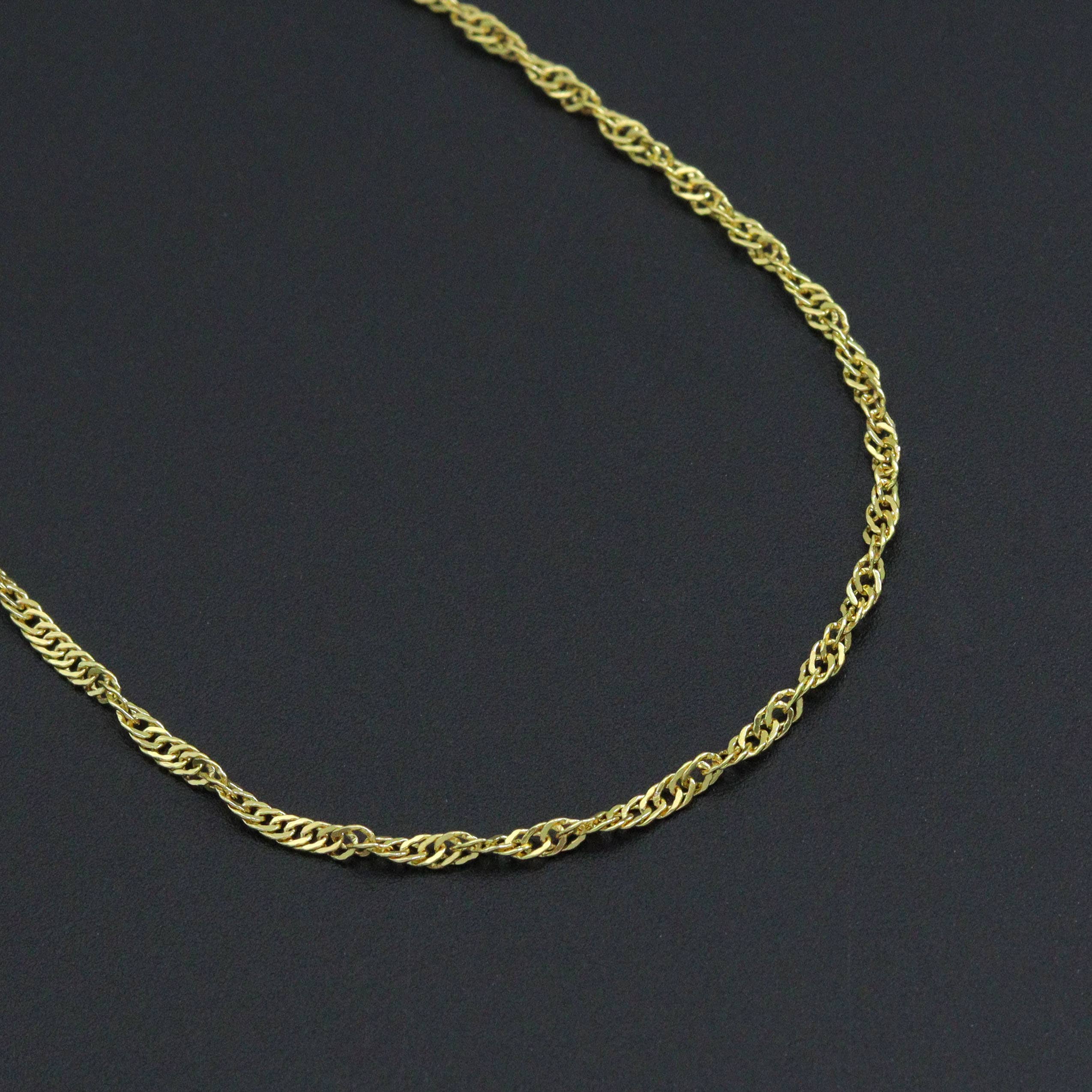 BestBeads&Beyond - Wholesale Link & Chain Necklace - 18K Gold Finished Gold Singapore Chain Necklace, sku#JD051