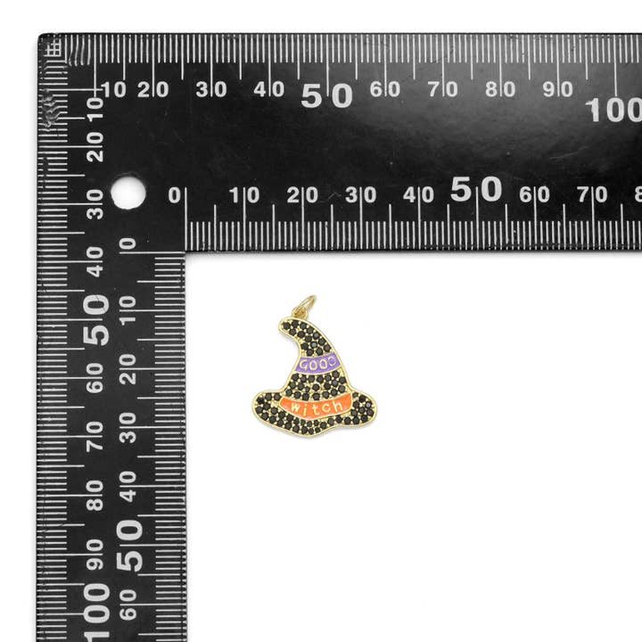 BestBeads&Beyond - Wholesale Individual charm/pendant - Colorful CZ Halloween Witch Hat Charm, Sku#A2153
