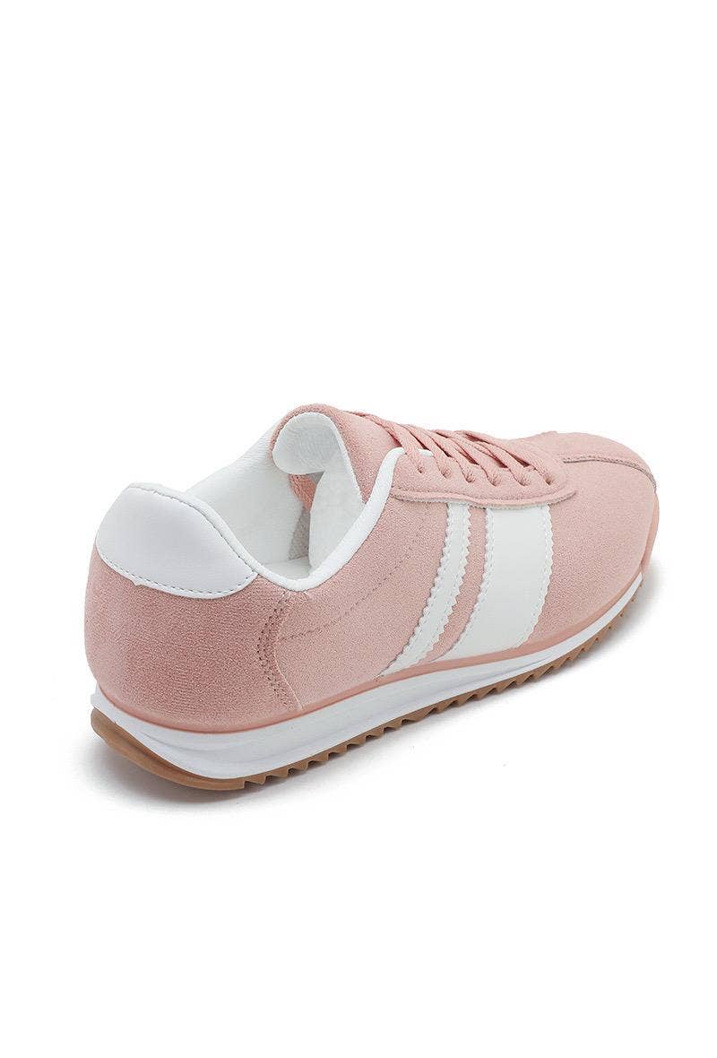 No Doubt Shoes - Wholesale Lifestyle Sneakers - Women's - ROUND TOE SIDE LINE STRIPPED DETAILED GUM SOLE SNEAKERS 35