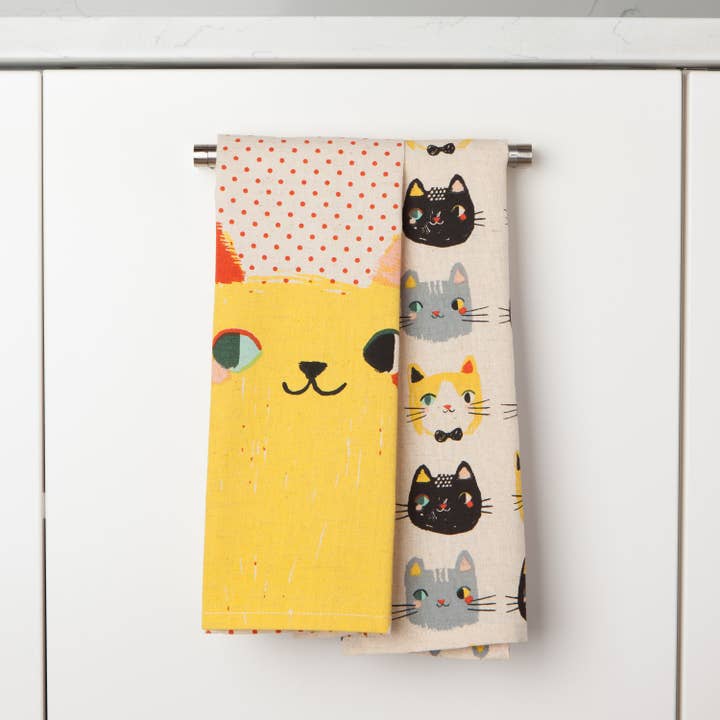 Danica Studio - Wholesale Tea Towel - Danica Studio Meow Meow Cats Kitchen Towel Set of 2