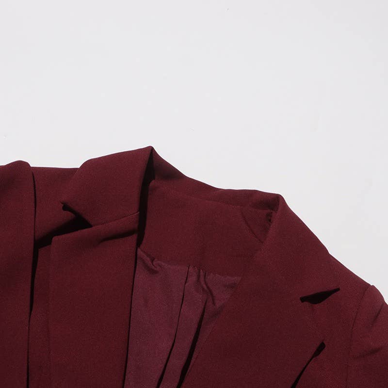 BL35Y Burgundy Cape Blazer – Tailored Fall Elegance for wholesale on Faire4