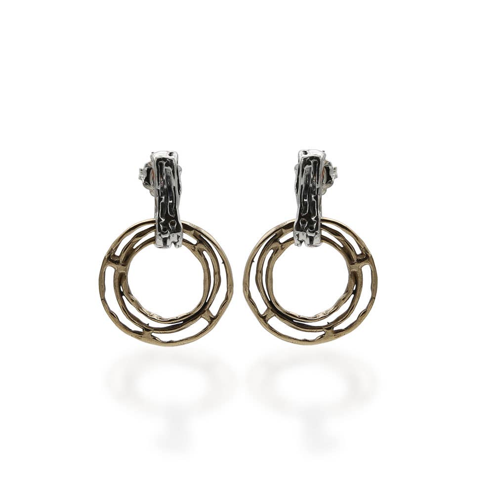 Mandile Gioielli - Wholesale Dangle Earrings - 925 silver and bronze circle pendant earrings (ORA029)0