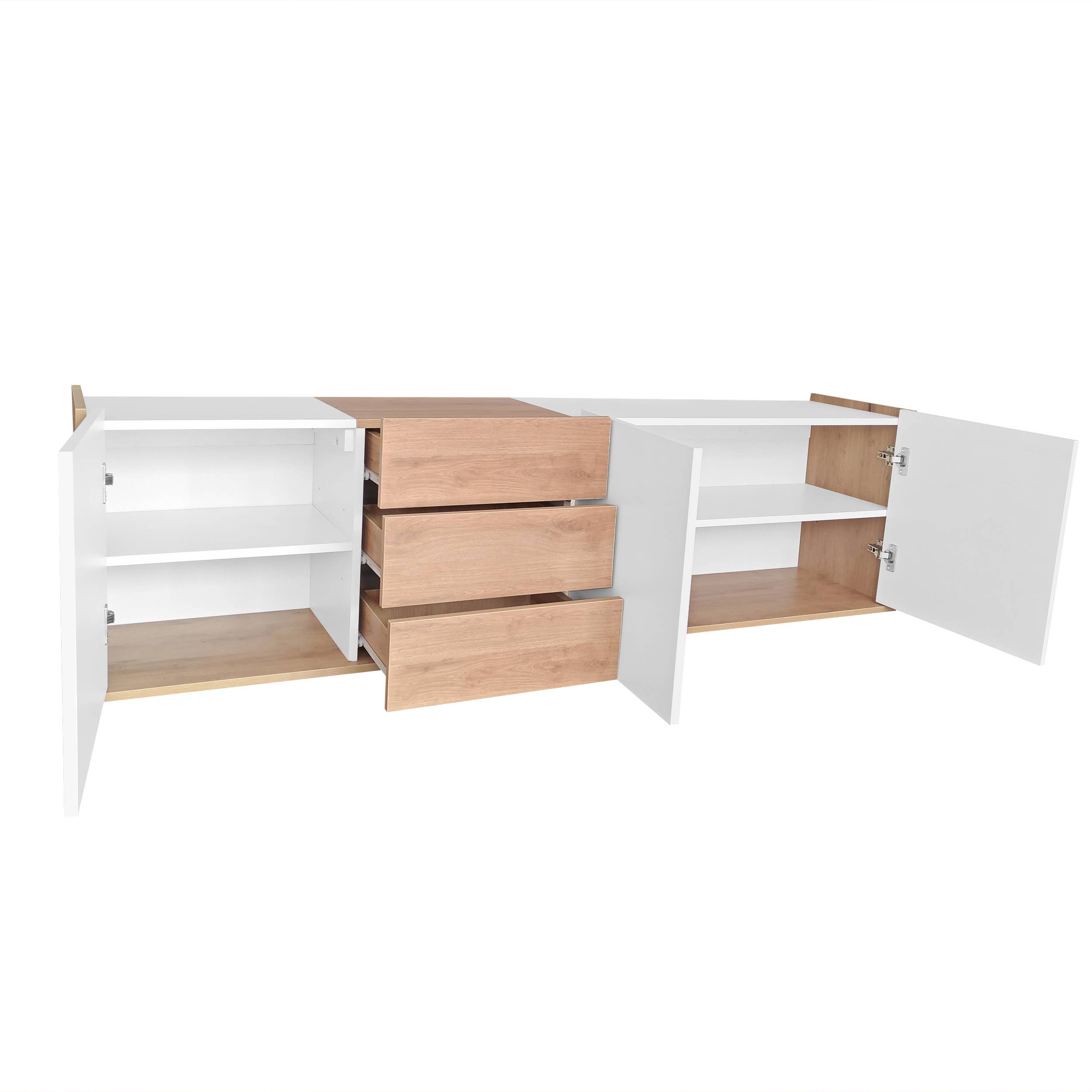 Urban Meuble - Wholesale Console Table - White and wood TV stand with 3 doors and 3 drawers11