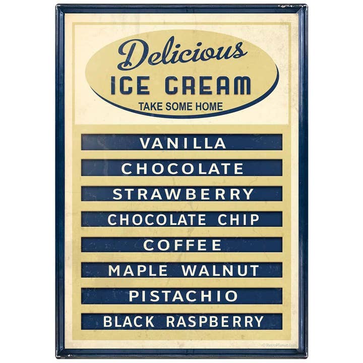RetroPlanet - Wholesale Wall Decal/Stickers - Delicious Ice Cream Flavors Menu Wall Decal
