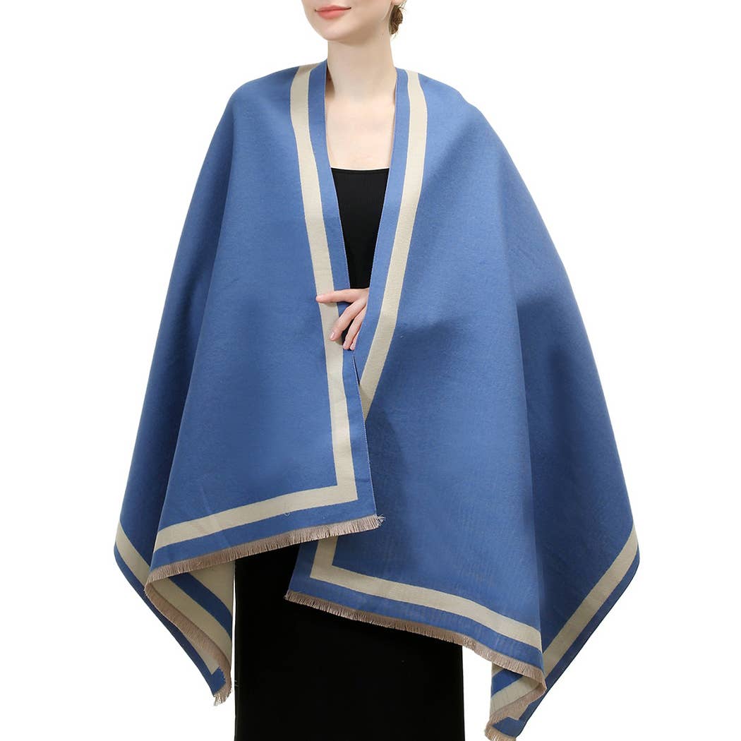 Fashion City - Wholesale Wrap - Women's - Reversible Oversized Border Cashmere Feel Shawl18