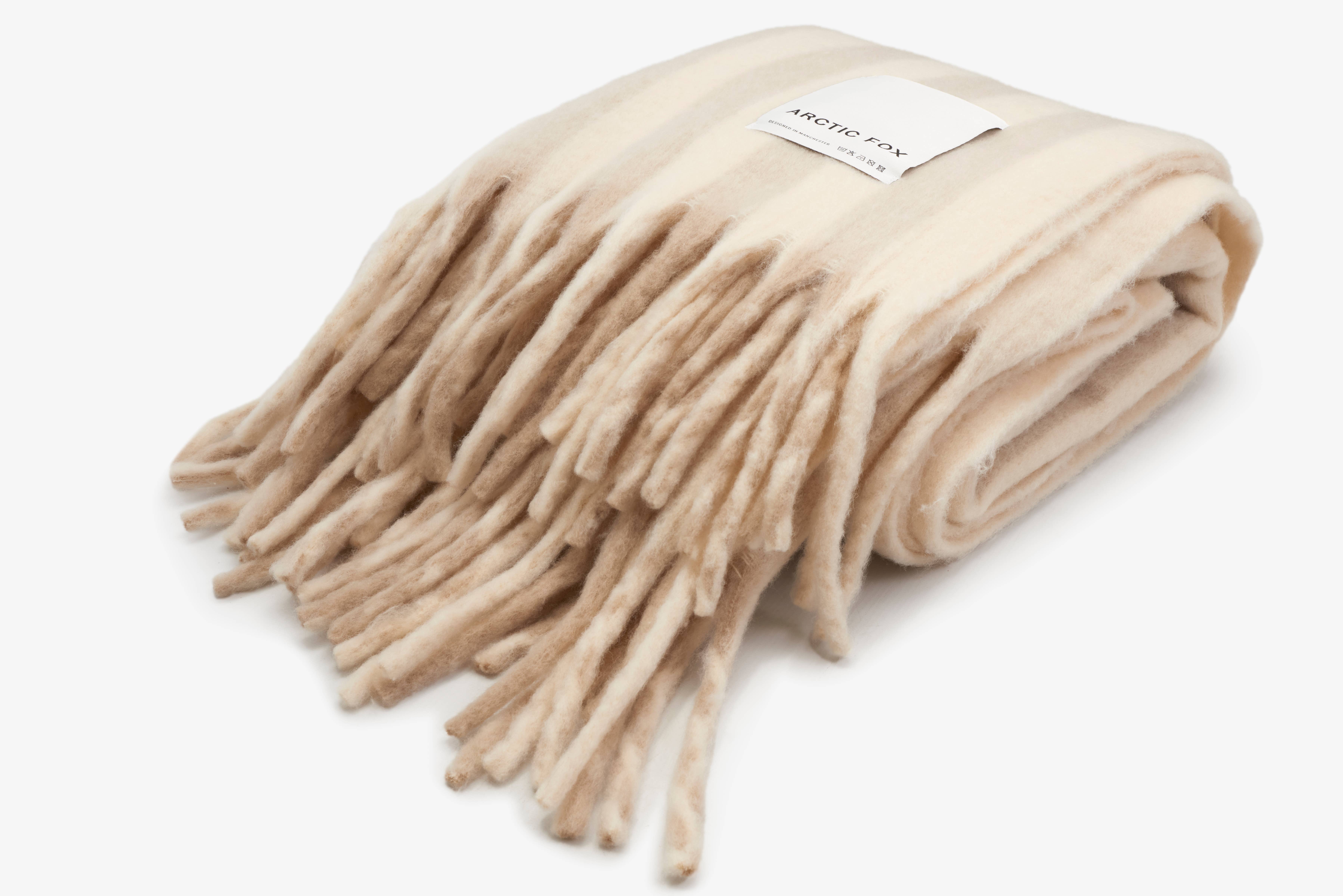 Arctic Fox & Co. - North America - Wholesale Throw Blanket - The Wool Stripe Throw - Pale Taupe Stripe - FW252