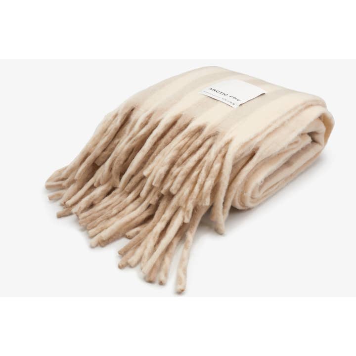 Arctic Fox & Co. - North America - Wholesale Throw Blanket - The Wool Stripe Throw - Pale Taupe Stripe - FW252