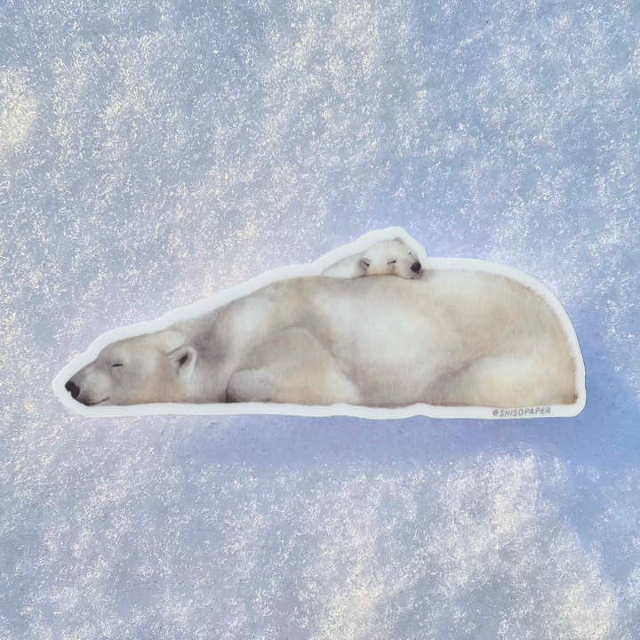 Polar Bear Mother Vinyl Sticker for wholesale by Shiso Paper