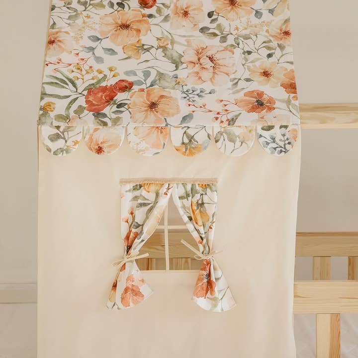 Moi Mili - Vente Ciel de lit – enfant et bébé - Baldaquin au-dessus du lit en forme de maison "Flower Power", lit bébé maison, décoration pour chambre de fille, maisons bébé personnalisées4