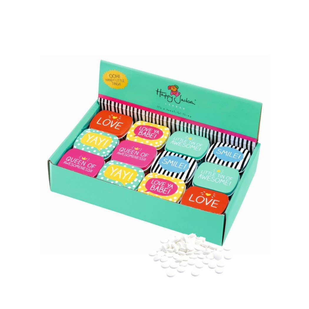 Tin Treats – wholesale Decorative box – Happy Jackson - Rect Mini Pill Tins / Mini Mints (36)