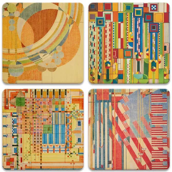 FLW „Liberty Covers III“ 4-pakke assorterede billedunderlag for engroshandel hos CounterArt/Highland Home/Thirstystone