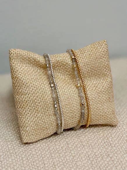 Labradorite with Gold or Silver Stretchy Gemstone Wrap Bracelet for wholesale by Lady Bird Market