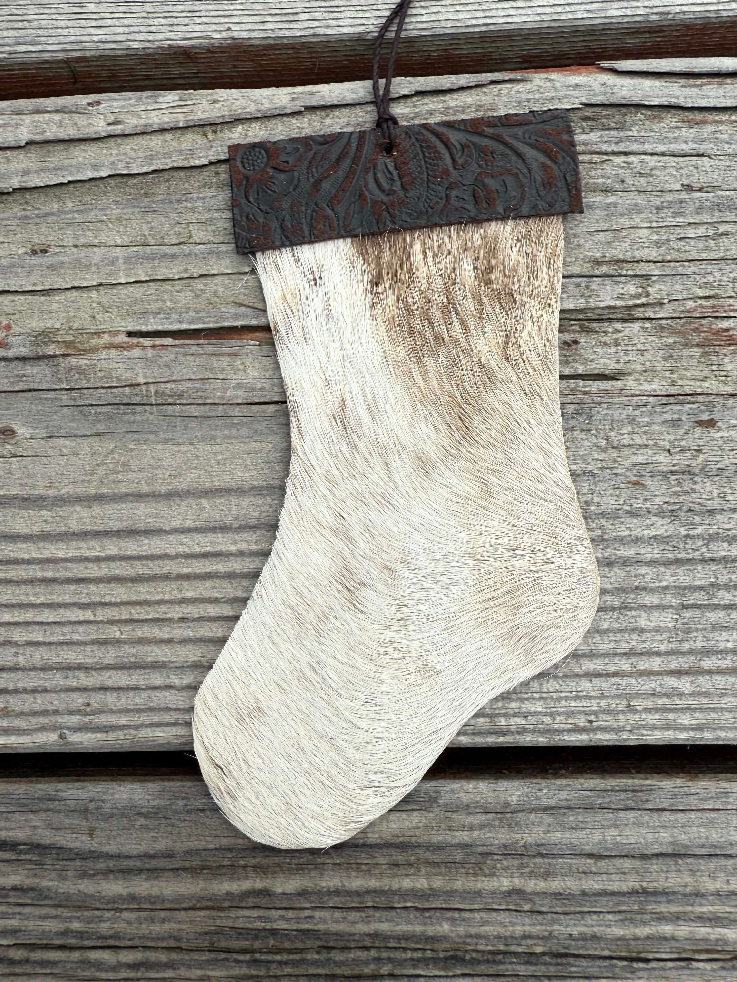 Wild Mountain Soul Designs - Wholesale Holiday Stocking - Hair-on cowhide stocking ornament3