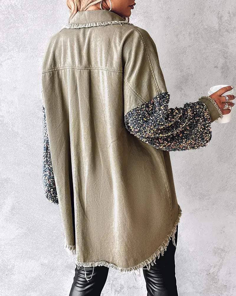 Fashion Combination – Großhandel Jacke – Damen – Pailletten-Patchwork-Übergrößenjacke Damen – Mehrfarbig2