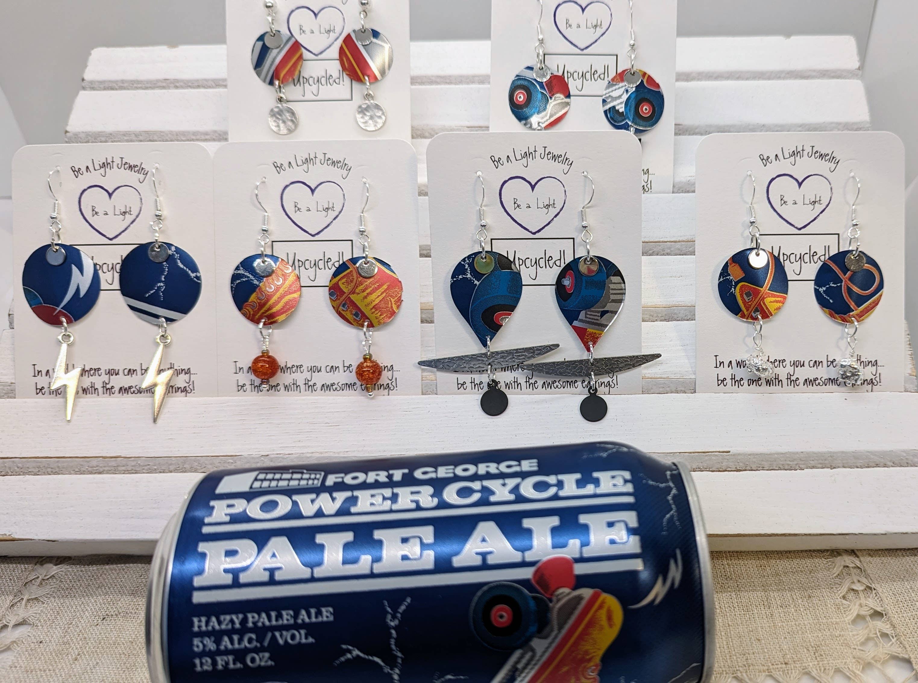 Be a Light Jewelry - Wholesale Dangle Earrings - Set of 12 Craft Beer Up-cycled Earrings, Collection #15