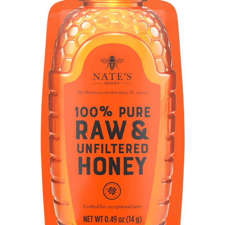 400ct Nature Nate's Raw & Unfiltered Honey Minis for wholesale by Nate's Honey
