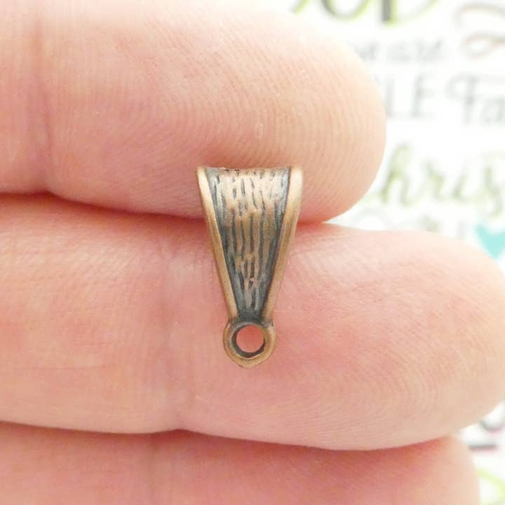 20 Small Copper Jewelry Bails and Necklace Findings, 15x7mm for wholesale by Treasure Island