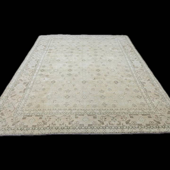 9x12 Antique Turkish Area Rug - Handmade Wool Oushak Rug /9.40x12.60 feet for wholesale by MesopotamiaRugs