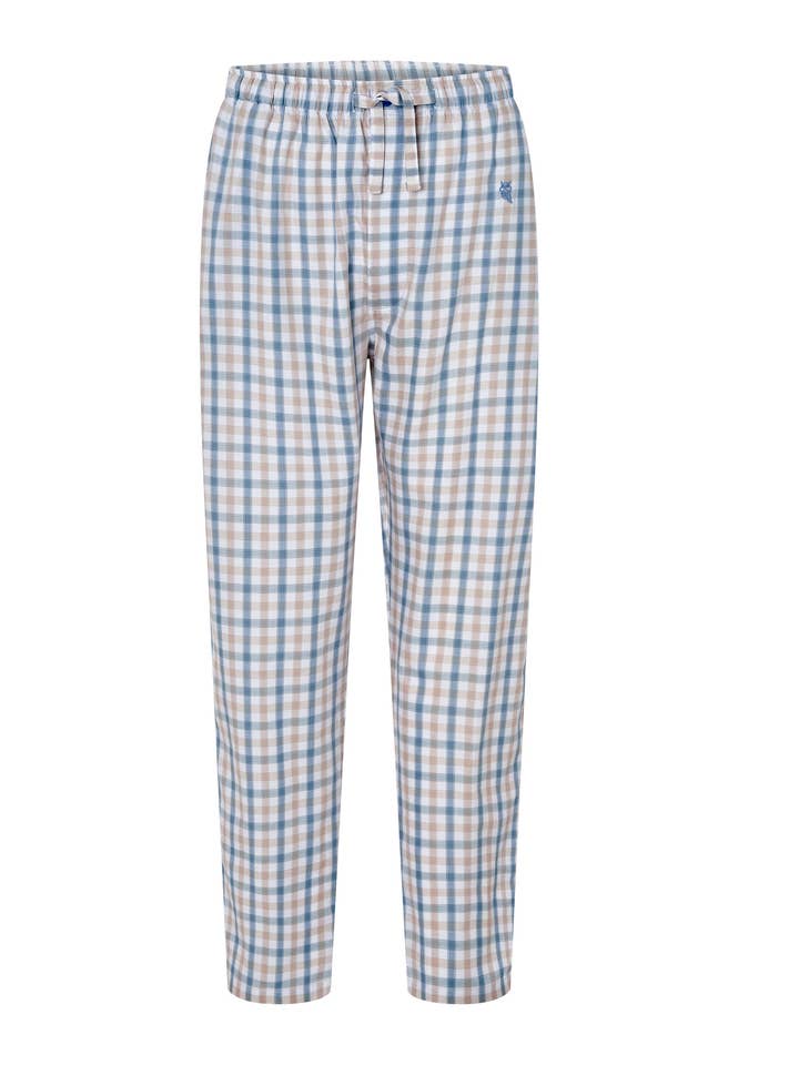 Long Poplin Check Pajama Pants - Green 8920 for wholesale by El Búho Nocturno