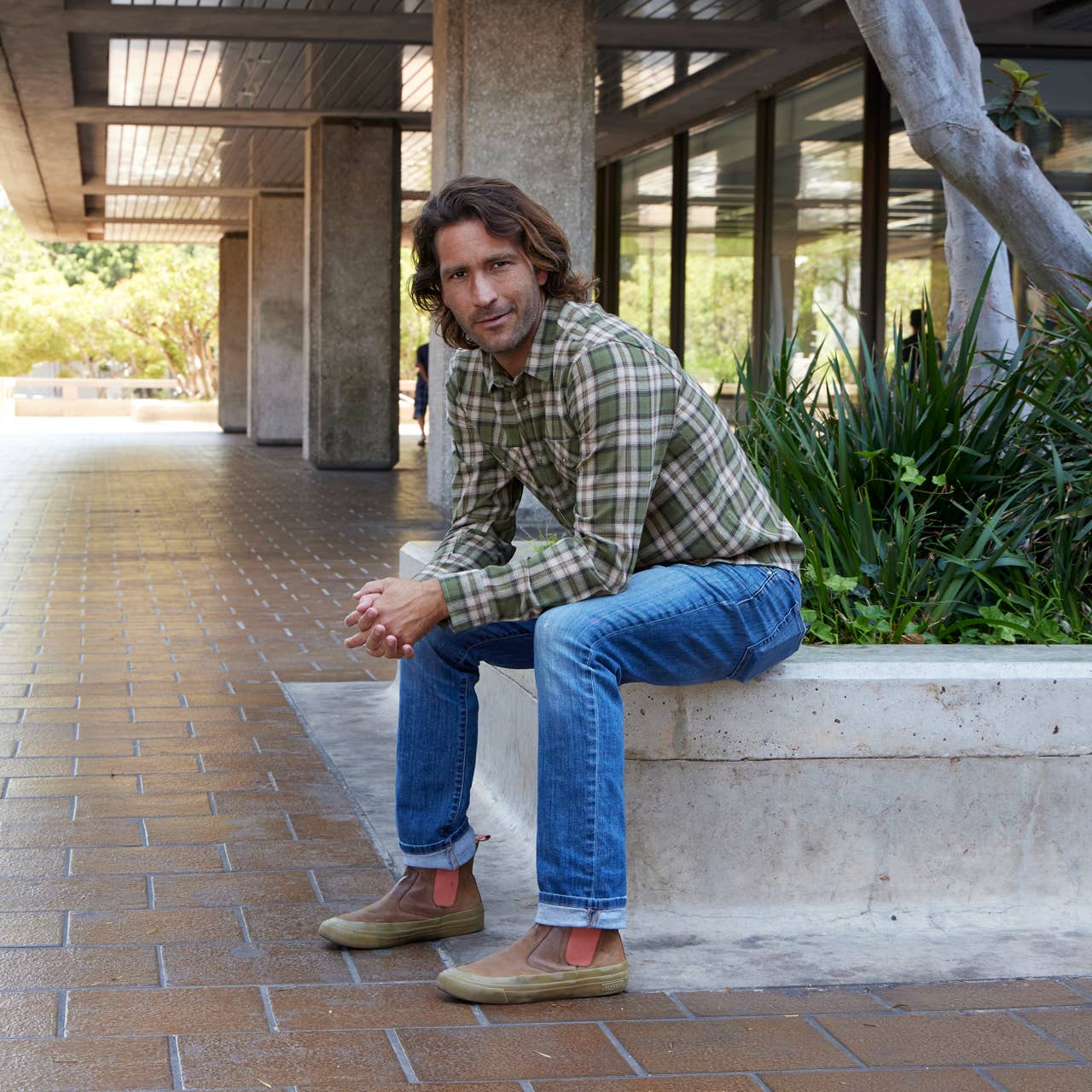 PX - Wholesale Button Down Shirt - Men's - Long Sleeve Flannel Plaid Front Pockets Shirt Lt Olive Khaki1