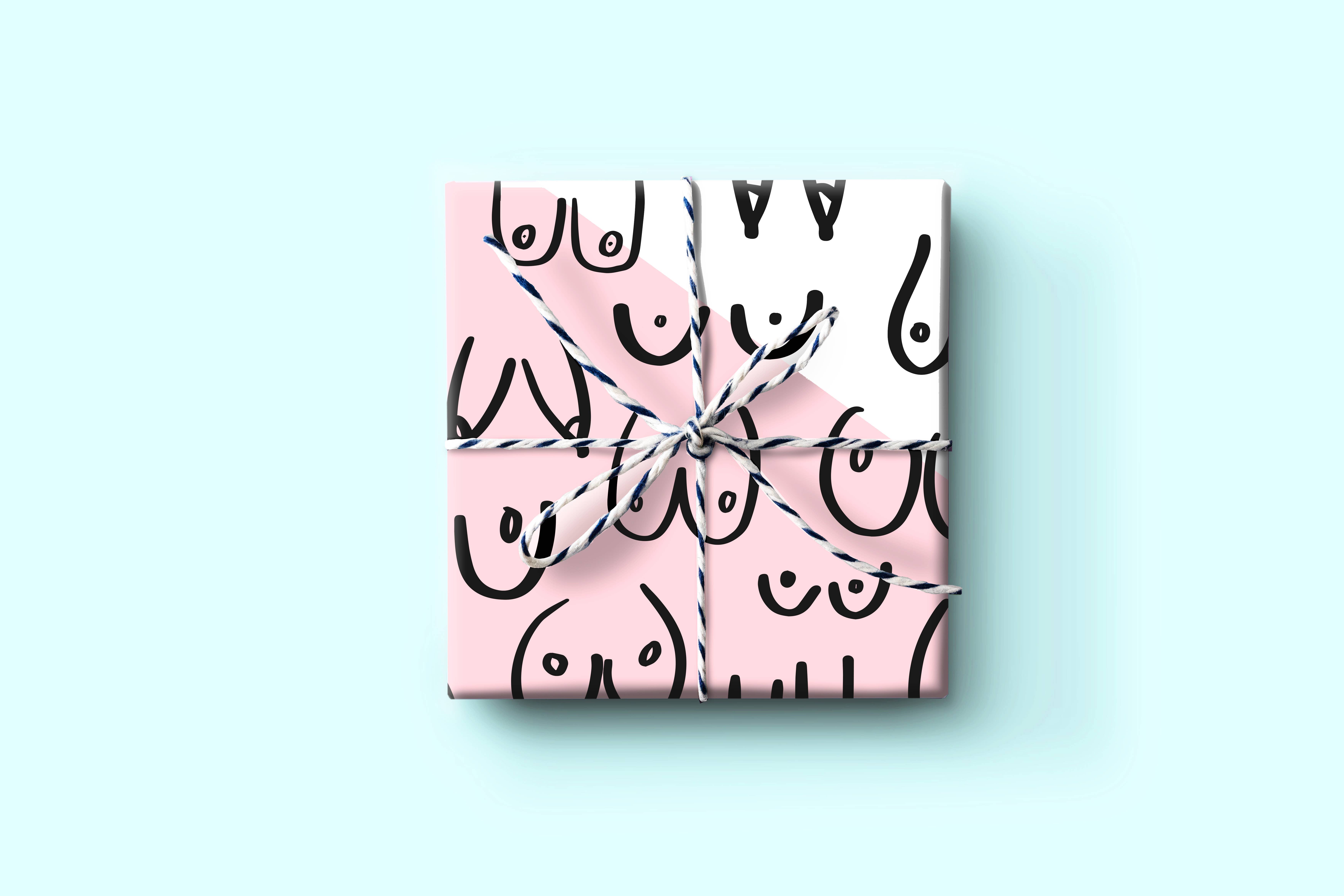 Hooray All Day - Wholesale Flat Wrap - Boobies Wrapping Paper Sheet2