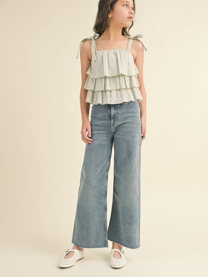 heart and arrow - Wholesale Jeans - Kids - TWEEN KIDS GIRLS WIDE LEG DENIM PANTS (7-14)