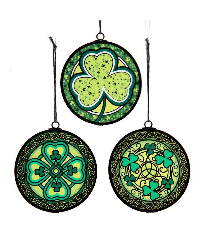 Kurt S. Adler, Inc. - Wholesale Ornament - St. Patrick's Stained Glass Ornaments, 3 Assorted