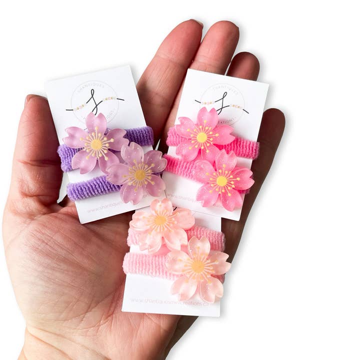 Shantiques Mini Creations - Wholesale Hair Tie - Kids - Piggy Ties - Glitter Flowers & Spring Blossoms5