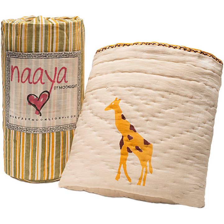 Organic Yellow Giraffe Quilt for wholesale by Naaya By Moonlight