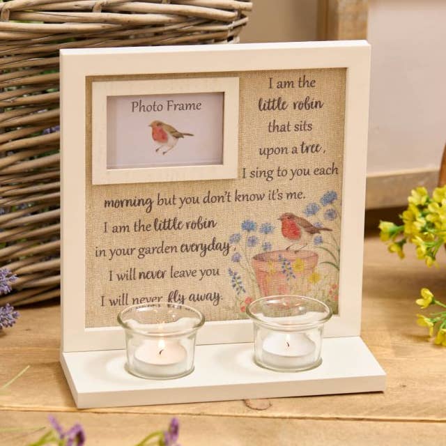 Moldura Fotográfica Robin Floral Sentiment com Suporte para Duas Velas de Chá por atacado de Langs