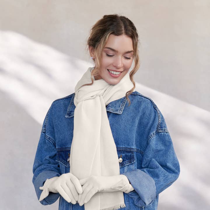 Cressida | Pure Cashmere Pashmina - Soft Neutrals for wholesale by Cornelia James