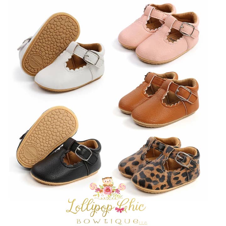 Baby Girl Faux Leather Buckle First Walker Crib Shoes for wholesale by Lollipop Chic Bowtique LLC
