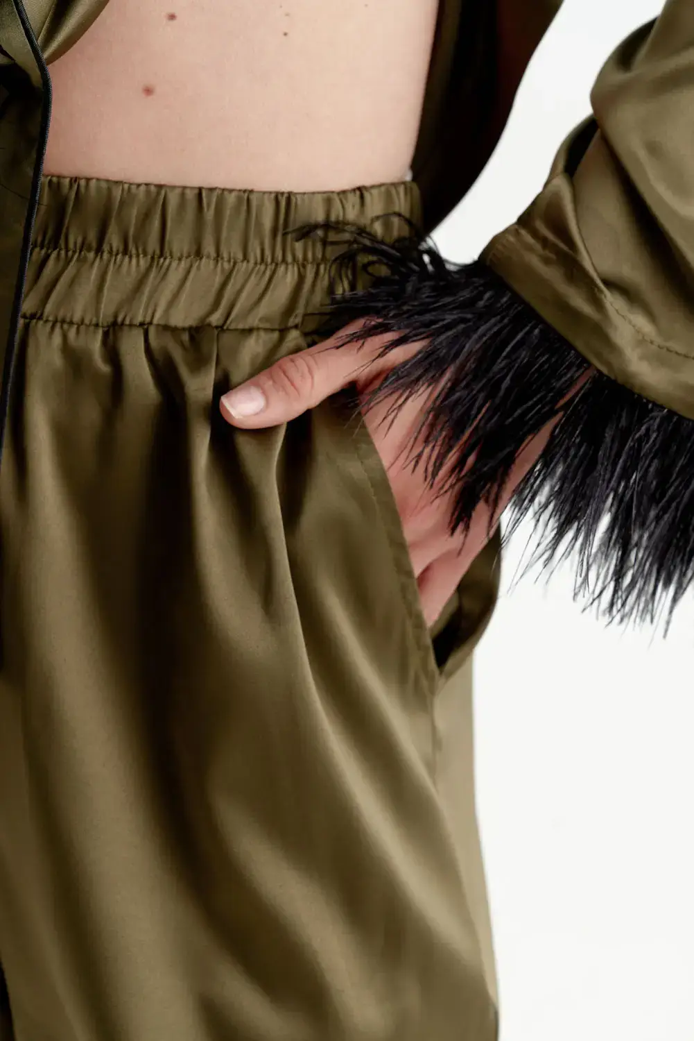 IDENTITY LINGERIE - Wholesale Sleepwear Set - Women's - Satin Feather Silk Pajamas Women Nightwear Long Pyjama Set5