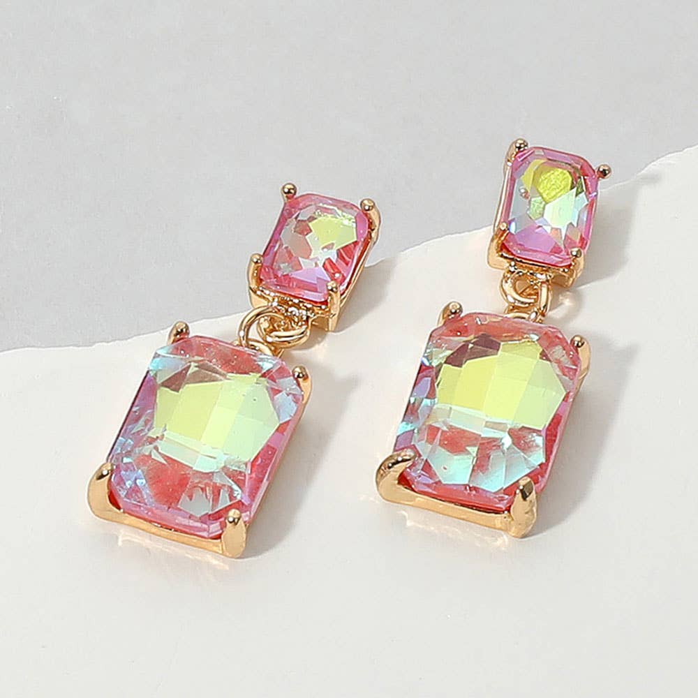 Sensibling Corp. - Vendita all'ingrosso Orecchini pendenti - Orecchini Pendenti da Sera con Gruppo di Pietre di Vetro Rettangolari4