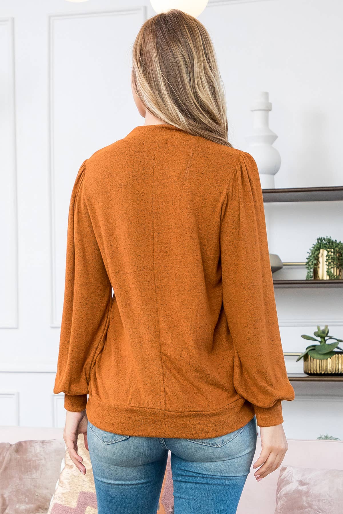 You & Me - Vente Haut en maille – femme - VENTE ! ! ! PPT21143 - HAUT À MANCHES BOUFFANTES À COL ROND - ANTHRACITE47