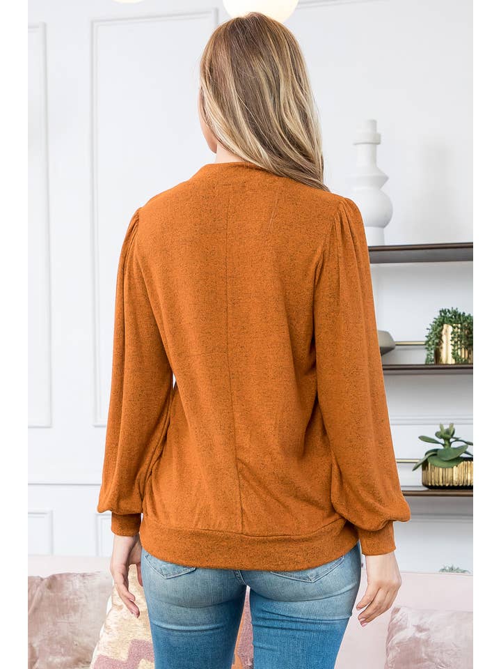 You & Me - Vente Haut en maille – femme - VENTE ! ! ! PPT21143 - HAUT À MANCHES BOUFFANTES À COL ROND - ANTHRACITE47