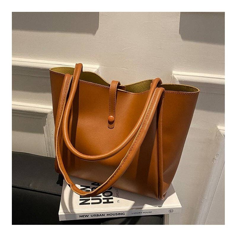 UZ Wholesale Store – wholesale Tote bag – Women's – Solid Color Minimalist Handheld Single Shoulder Tote Leather Bag3