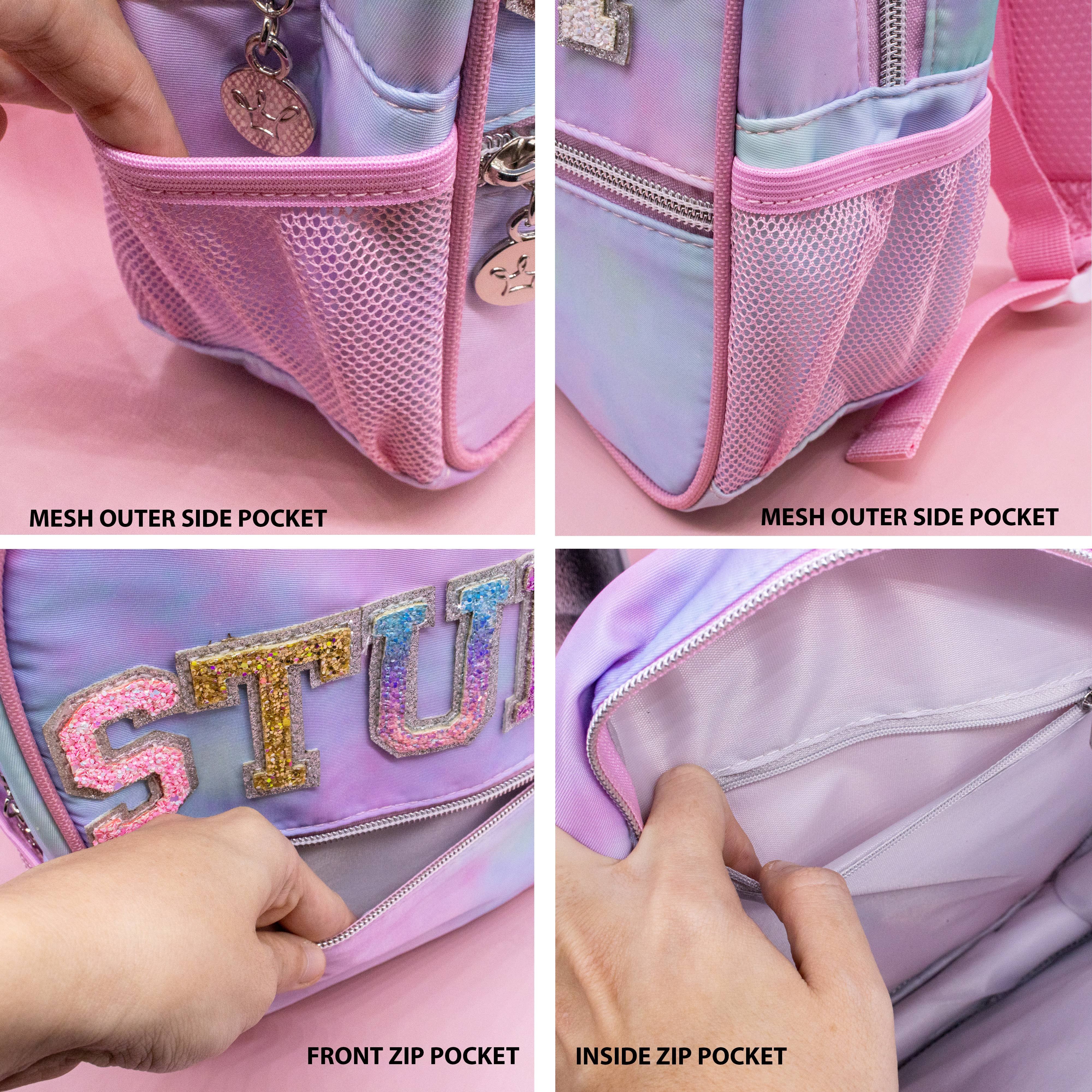 Frog Sac - Wholesale Backpack - Kids - Girls Backpack with Glitter Varsity Letters - Mini Tie Dye6