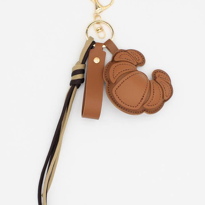 Ornaments-PU creative croissant toast ornament bag charm for wholesale by Eagle Crest Industries Inc.