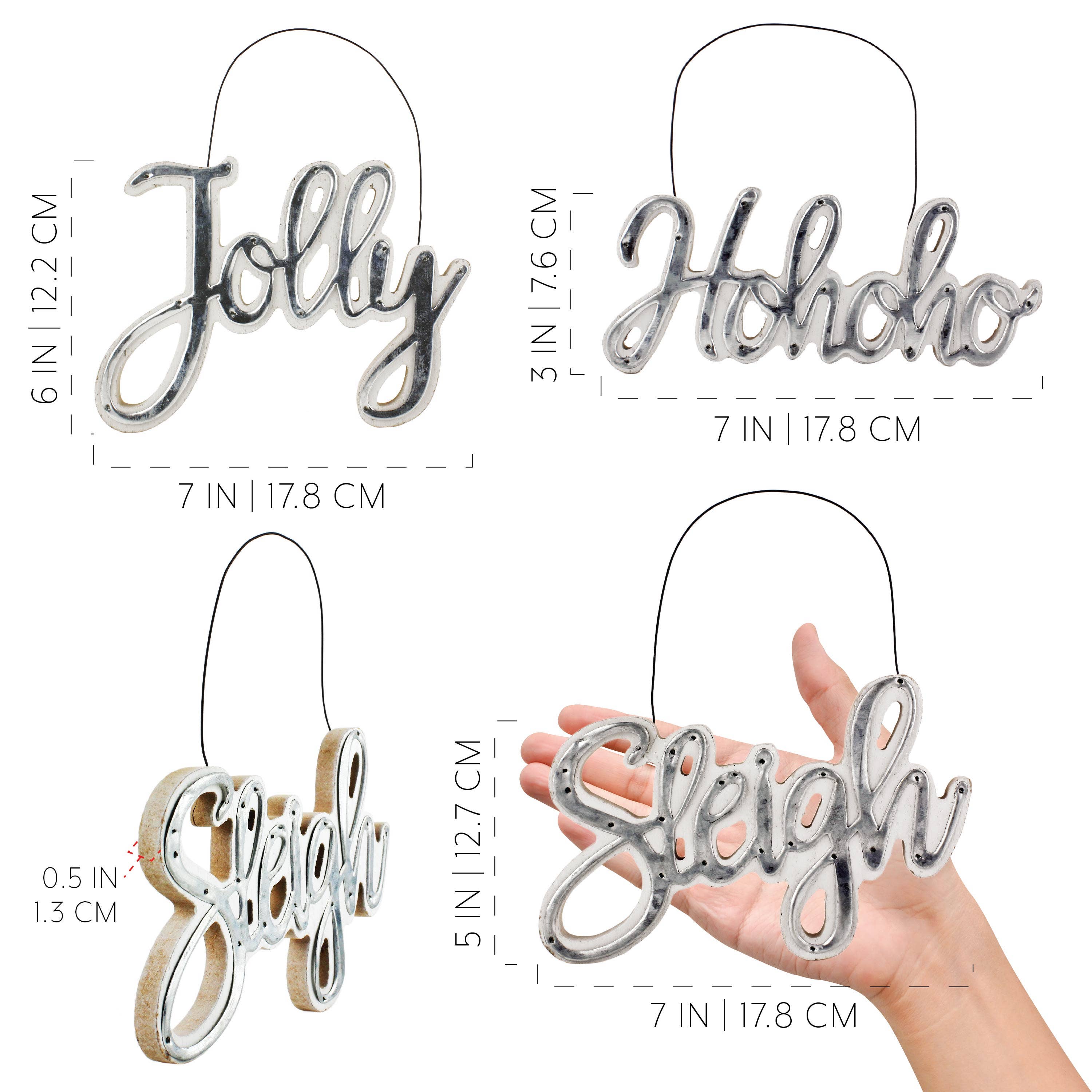 Kurated Korner - Wholesale Ornament - AuldHome Design Large Christmas Word Art Ornaments9