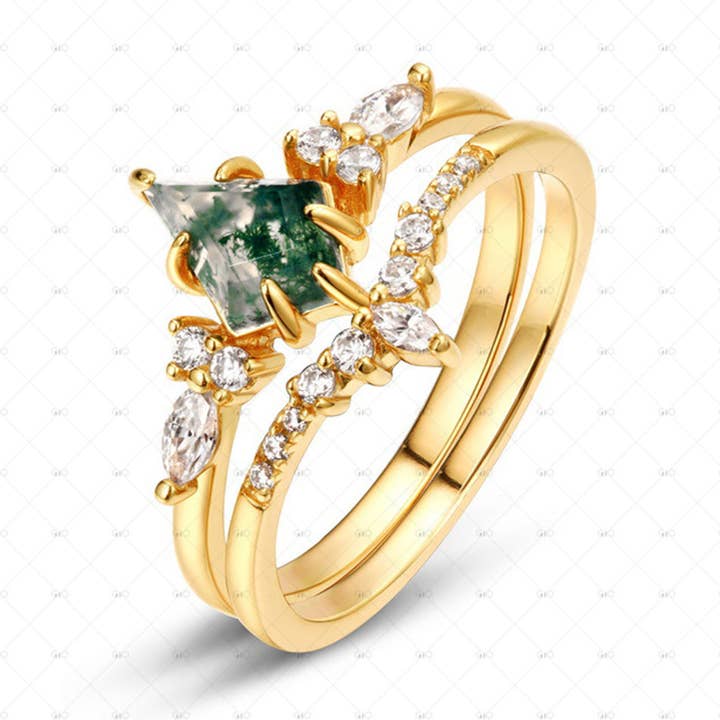 S925 Sterling Silver Diamond Moss Agate Stacking Ring and other Purchase Wholesale moss agate ring. Free Returns & Net 60 Terms on Faire trending on Faire.